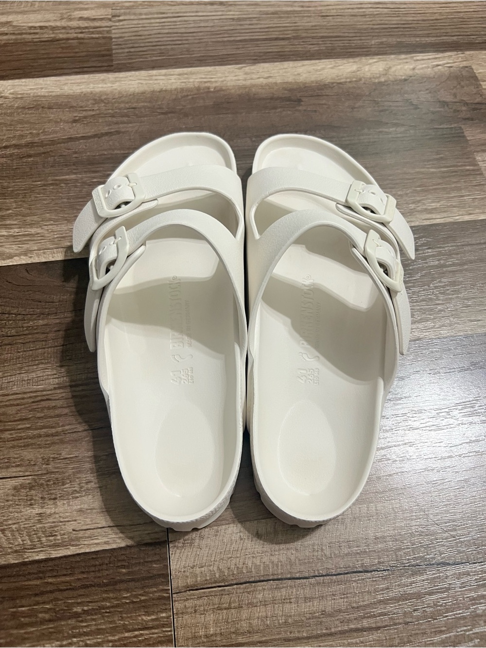 Birkenstock Arizona Essentials Eva White Two-Buckle Slide Sandals